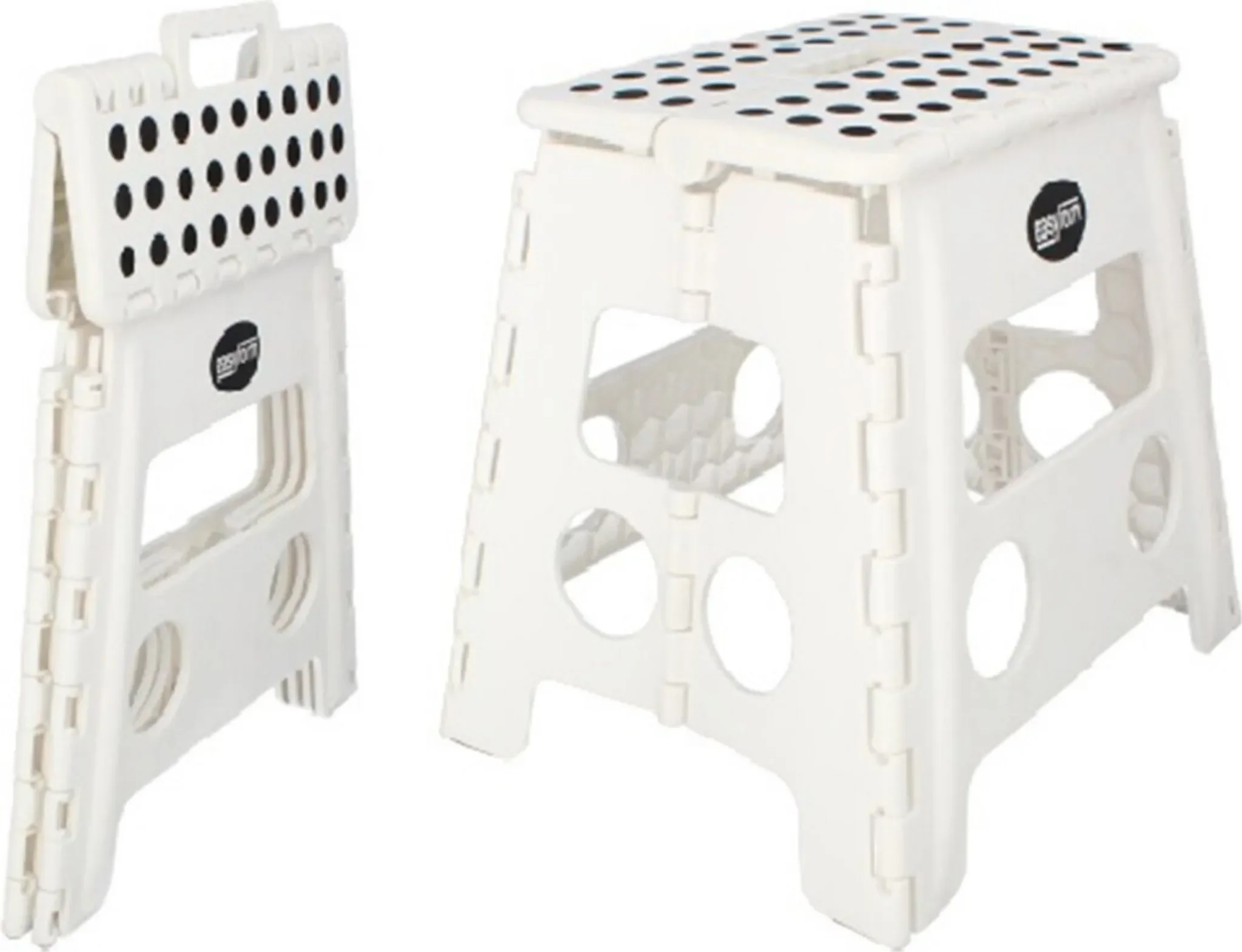 Klapphocker – Anti-Rutsch-Plattformstuhl • 150 kg Belastbarkeit • 32 cm Höhe (Weiß)
